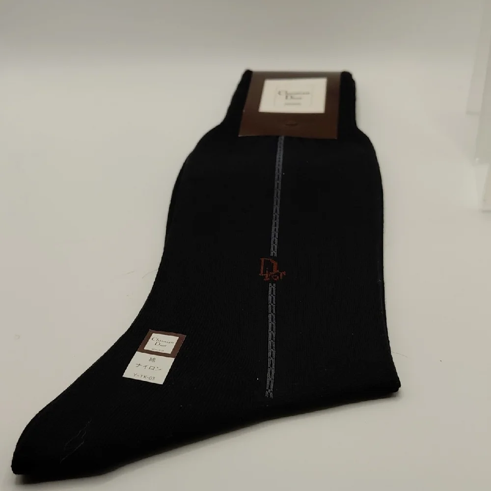 NEW! Christian Dior Mens Black Nylon Dress Socks